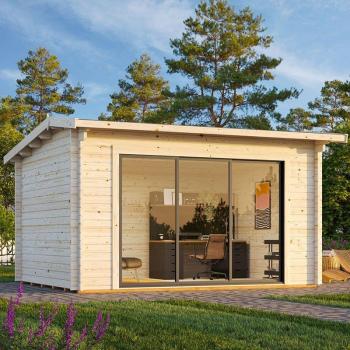 Lea 4.9 × 4.0 m Log Cabin Patio Office Sliding Door – 44 mm
