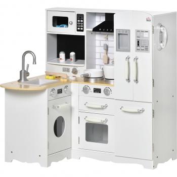 HOMCOM Kids Wooden Kitchen with Realistic Features