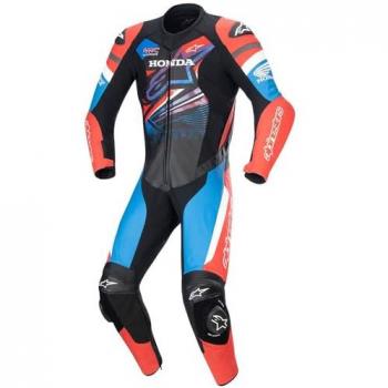 Alpinestars Moto‑Kombi Honda GP‑Force 1‑Teil in Schwarz/Rot/Blau (Größe 58) – Herrenmodell