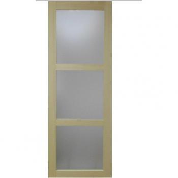 Puerta de Acero Acristalada Ayous 3 H204xA93, Guía Aluminio con Cabezal, Sin Manija