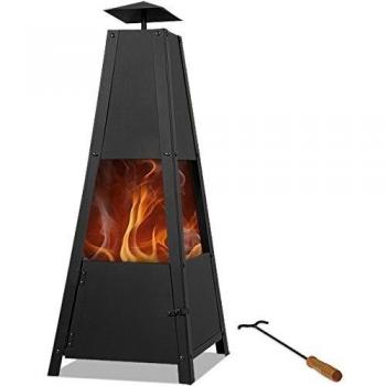 GARDEBRUK Pyramid Feuerstelle mit Rauchabzug, abschließbarer Tür, stabiler Stand, Holz