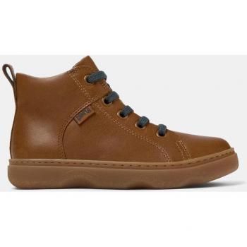 Botines Camper Kiddo de piel marrón para niño con cordones