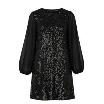Robe tunique à sequins Yumi Yumi en velours noir, taille EU 40