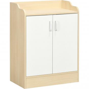Shoe Cabinet with Natural Wood Finish and Adjustable Shelves