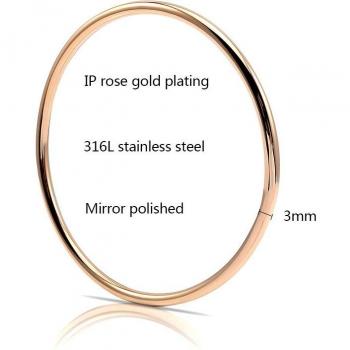 Brazalete de Metal en Oro de Color para Mujer, Diseño Redondo Simple, 60mm y 70mm