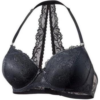 LASCANA Schwarz Neckholder-BH mit Spitzenrücken, Cup E
