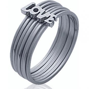 Bague in acciaio 'Love' argentato