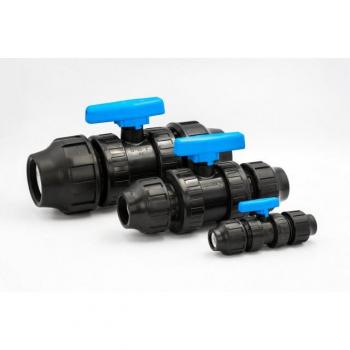 PVC Kugelhahn 32mm für PE Rohr mit Verschraubung