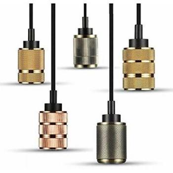 V-TAC Lampadario LED in Metallo con Portalampada E27 (Max 60W) Colore Bronzo