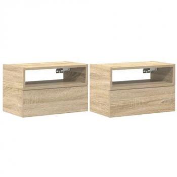 Tables de chevet murales chêne sonoma 45x26x28,5 cm
