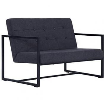 Two‑Seat Armrest Sofa, Dark Grey Space Fabric, Metal Frame
