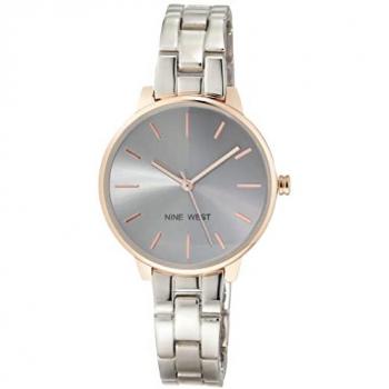 Nine West Damen Quarzuhr mit Metallarmband, Silber, Modell NW/2683GYRT