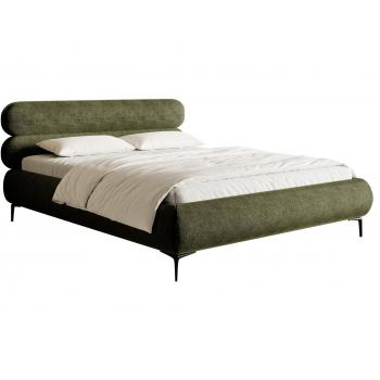 Selsey Lit Double 140x200 – Tissu Chenille Olive, Pieds Noirs