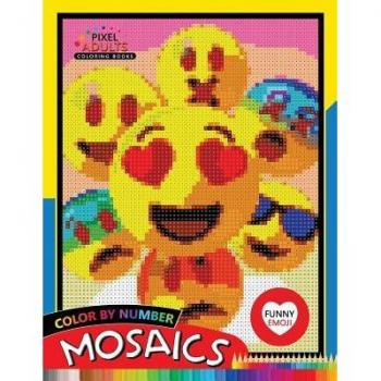 Funny Emoji Mosaic: Pixel Adults Coloring Books Color by Number