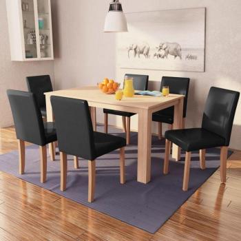 Armonía Robles & Cuero Set de Comedor 7 piezas