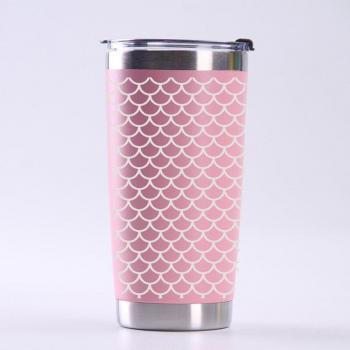 Taza Térmica Verde con Impresión de Flores
