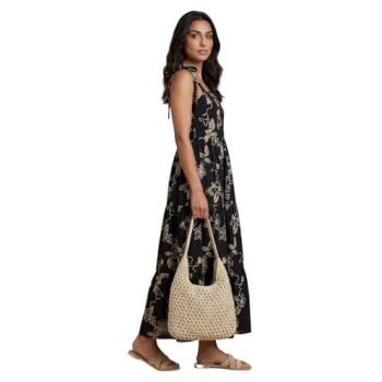 Dorothy Perkins Petite Black Strappy Embroidered Midi Dress