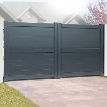 Readymade Gates Partial Privacy Premium Metal Driveway Double Gates – Black