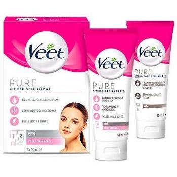 Veet kit completo depilazione viso, crema depilatoria e crema post epilazione, 2x 50 mL