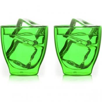 2 x 80ml Thermoglas für Espresso/Schnaps Grün