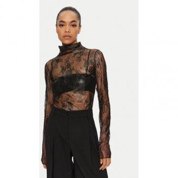 Pinko Traminer Lace Sweater – Black/Gunmetal Extra Small