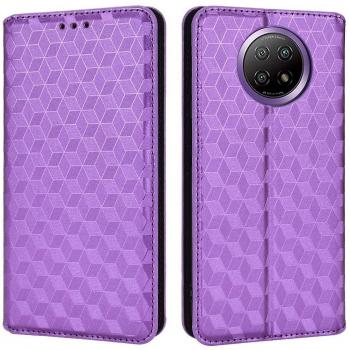 Étui en Cuir Violet avec Design Tridimensionnel et Fermeture Magnétique pour Redmi Note 9T 5G