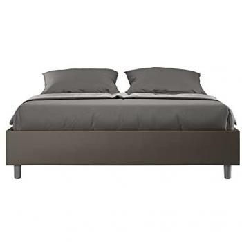 Letto matrimoniale imbottito 160x200 similpelle cappuccino Azelia