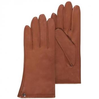 Gants de Luxe Isotoner Femme Cuir Soie Cognac