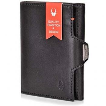 DONBOLSO Geldbörse I Modernes Slim Wallet I Hochwertiges Nappa Leder I Schwarz