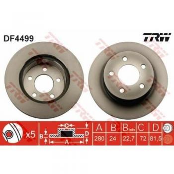 TRW DF4499 Juego de 2 Discos de Freno Ventilado para JEEP GRAND CHEROKEE WRANGLER