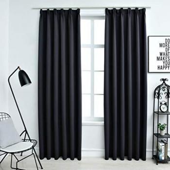 VidaXL Blackout Curtains with Hooks 2 pcs Black 140x225 cm