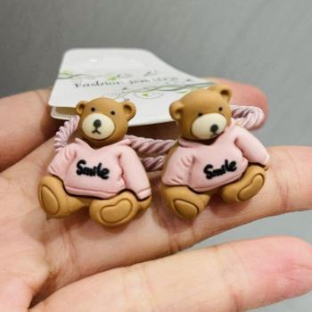 Bande élastique pour fille, 2 pièces, motif ours, doux