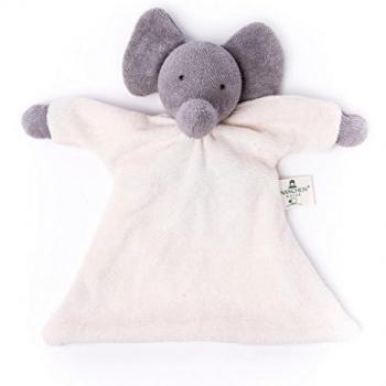 Doudou Éléphant Coton Bio Gris Écru