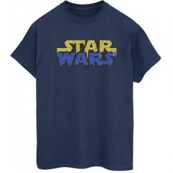 Camiseta Azul Marino de Algodón para Mujeres con Logo de Star Wars