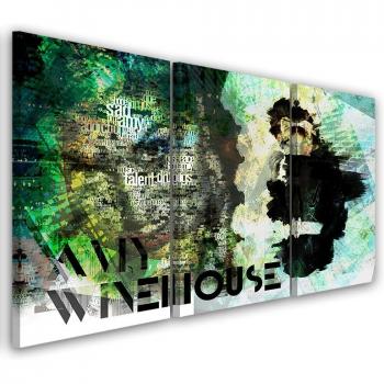 Amy Winehouse Drie-delige Wanddecoratie 60x40 Groen