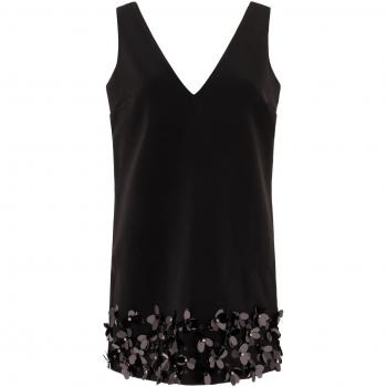 Self Portrait, Short Dresses, female, Black, Size: 2XS Floral 3D Mini Dress with V-Neck