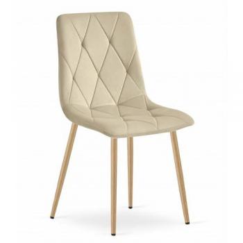 Chaise Komodee BOSA – Collection 6 pièces, teinte beige claire, support métallique, 40 × 44 × 89 cm