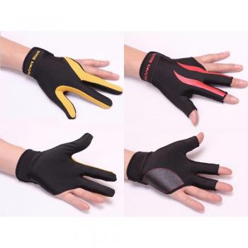 Guante de Billar para Mano Izquierda, 3 Dedos, Lycra Rojo Amarillo