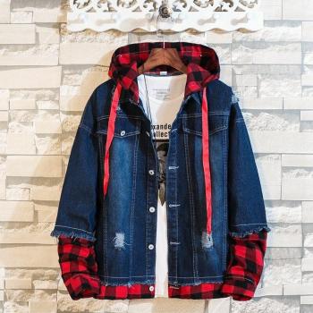 Blazer Jeans Homme Capuche Décayée, Coupe Slim – Printemps/Automne