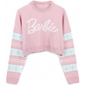 Luxus Barbie Damen Logo Shirt, Kurzärmelig, Weiß-Pink, XXL