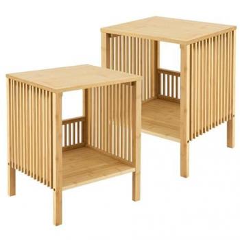 Lot de 2 tables Varde en bambou naturel