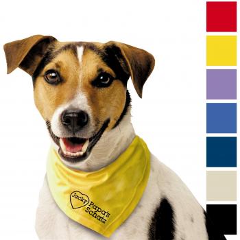 Hundezubehör: Beige besticktes Halstuch für Hunde Bandana-Style, Größe 65 cm, personalisiert mit Papa´s Schatz + Hundename within a Heart (hochwertig und waschbar)