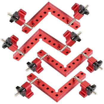 Cuatro Escuadras de Posicionamiento Redondo y Abrazadora 5.5 x 5.5, Carpintero L-Red