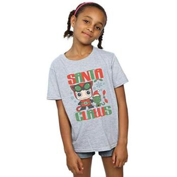 Chibi Catwoman Holiday Tee for Girls – Grey (12‑13)