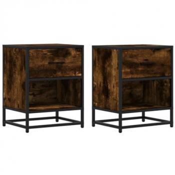 Comodini Rovere Fumo 2 pz 40x31x50 cm in Truciolato