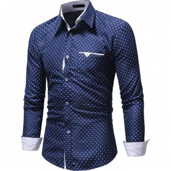 Mannen Casual Formele Lange Mouw Polka Dot Shirt