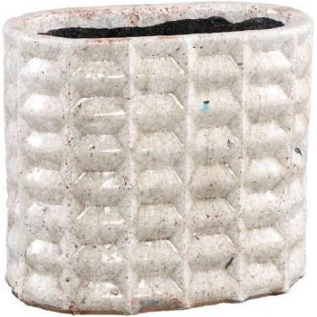 Maceta Ovalada de Cerámica 24x14x24 Color Blanco