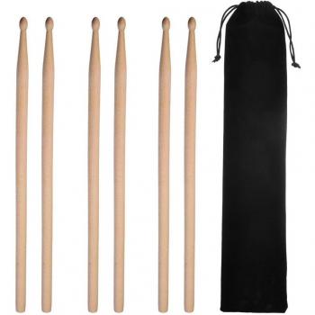 Tambourin érable 5A ensemble de baguettes x3 avec sac de transport en velours