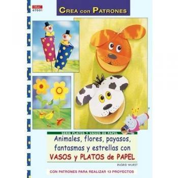 Animales, flores, payasos, fantasmas y estrellas con vasos y platos de papel