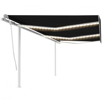 Tenda da Sole Retrattile Manuale con LED 6x3 m Antracite